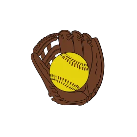 Classic Leather Softball Glove Catching Bright Yellow Softball Clipart Illustration