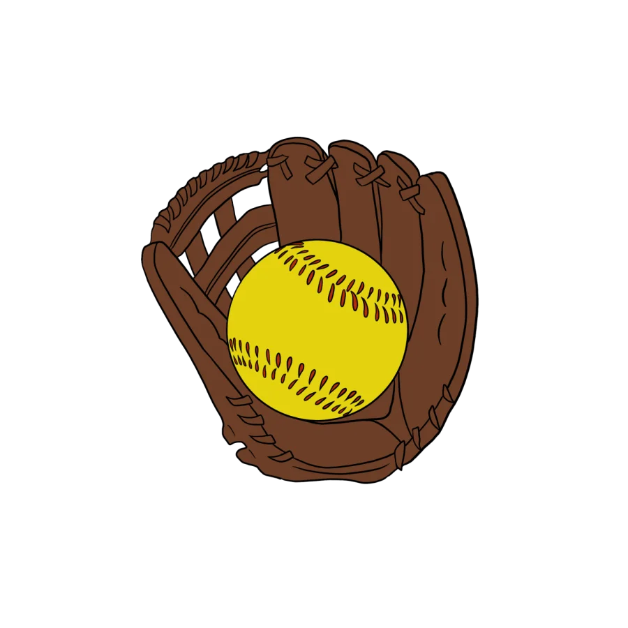 Classic Leather Softball Glove Catching Bright Yellow Softball Clipart Illustration