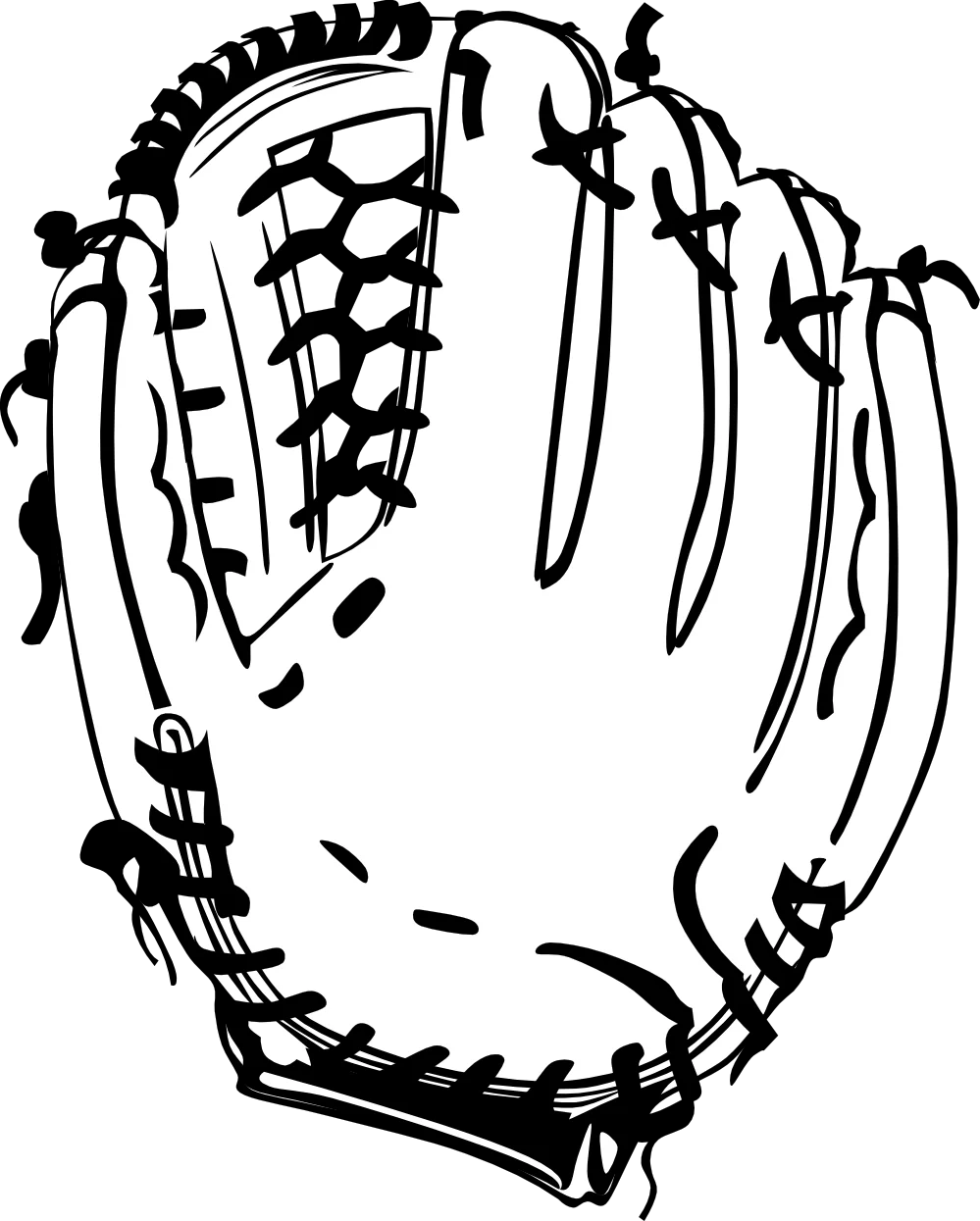 Classic Monochrome Softball Glove Clipart - Vintage Sports Illustration Design