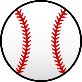 Classic White and Red Baseball Softball Clipart Design with Red Stitching
