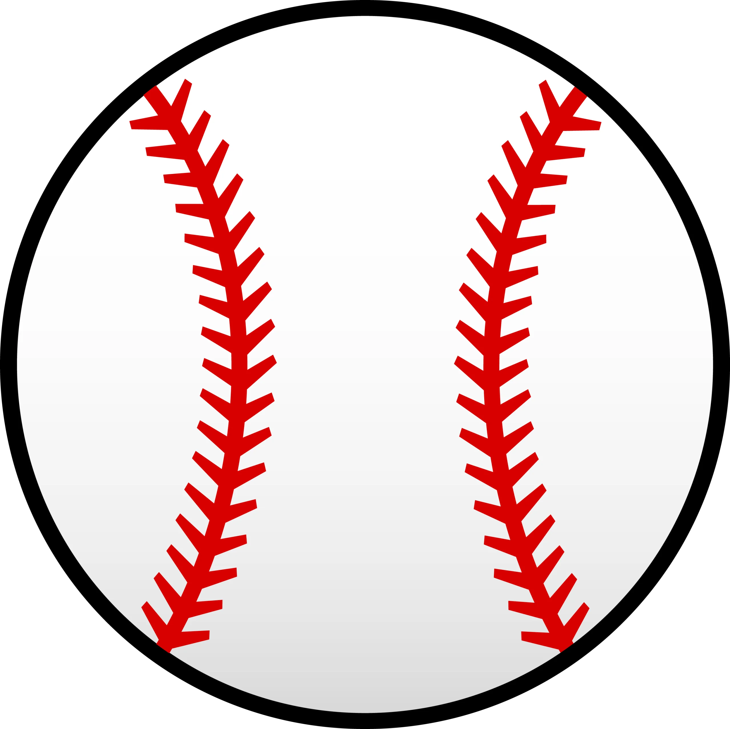 Classic White and Red Baseball Softball Clipart Design with Red Stitching