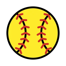 Classic Yellow Softball Clipart Icon with Distinctive Red Stitching Design