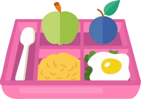 Colorful and Playful School Lunch Tray Clipart with Fresh Nutritious Meal
