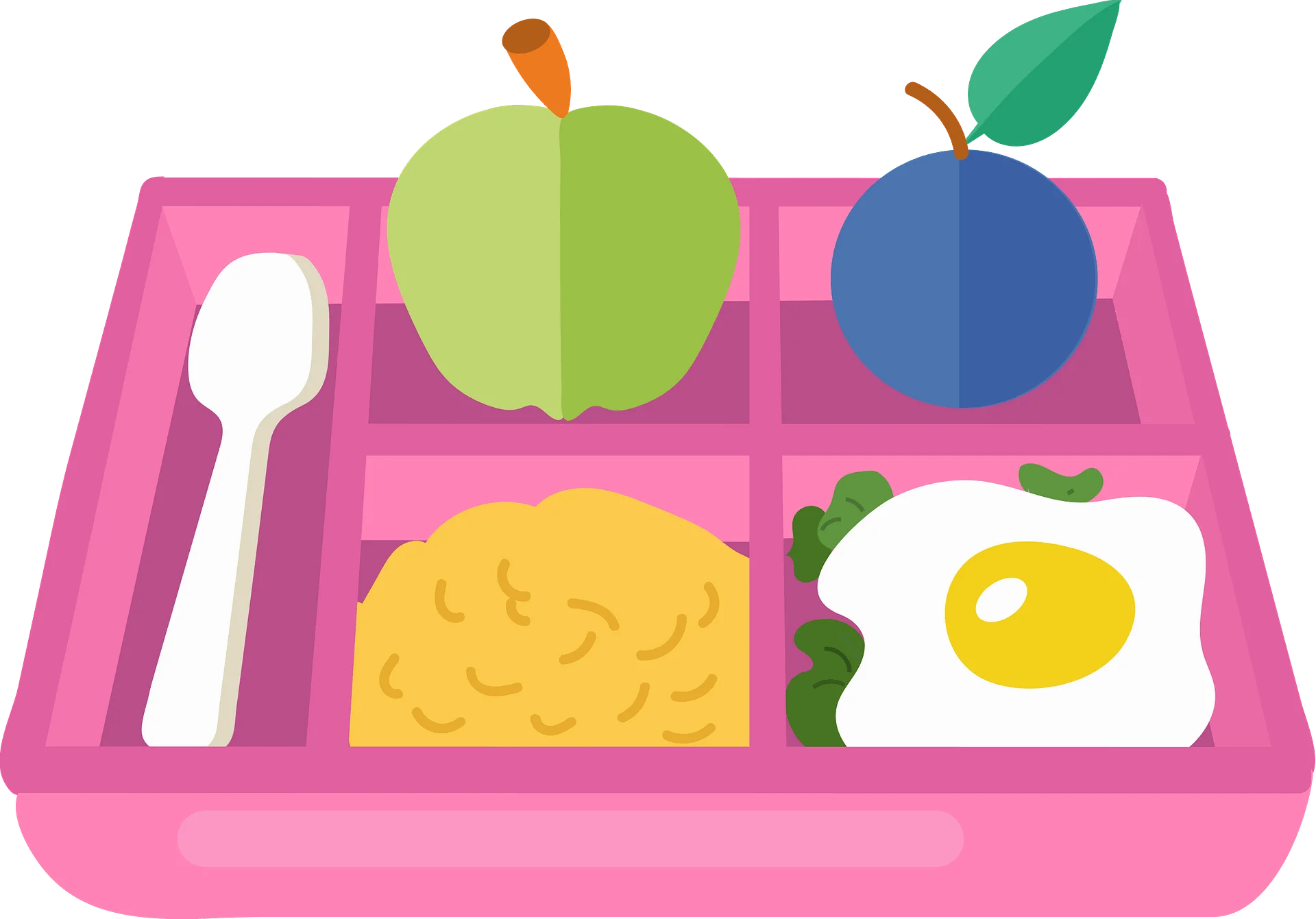 Colorful and Playful School Lunch Tray Clipart with Fresh Nutritious Meal