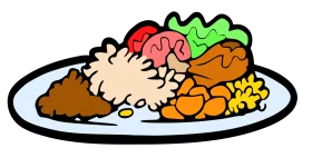 Colorful Cartoon Lunch Plate Clipart with Delightful Meal Arrangement