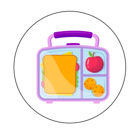 Colorful School Lunch Clipart with Compartmentalized Meal and Healthy Snacks