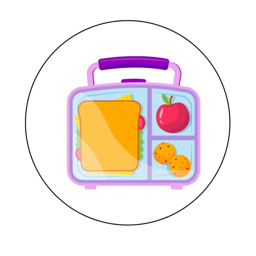 Colorful School Lunch Clipart with Compartmentalized Meal and Healthy Snacks