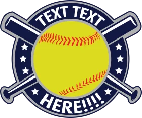 Customizable Softball Emblem Clipart Design with Crossed Bats and Stars