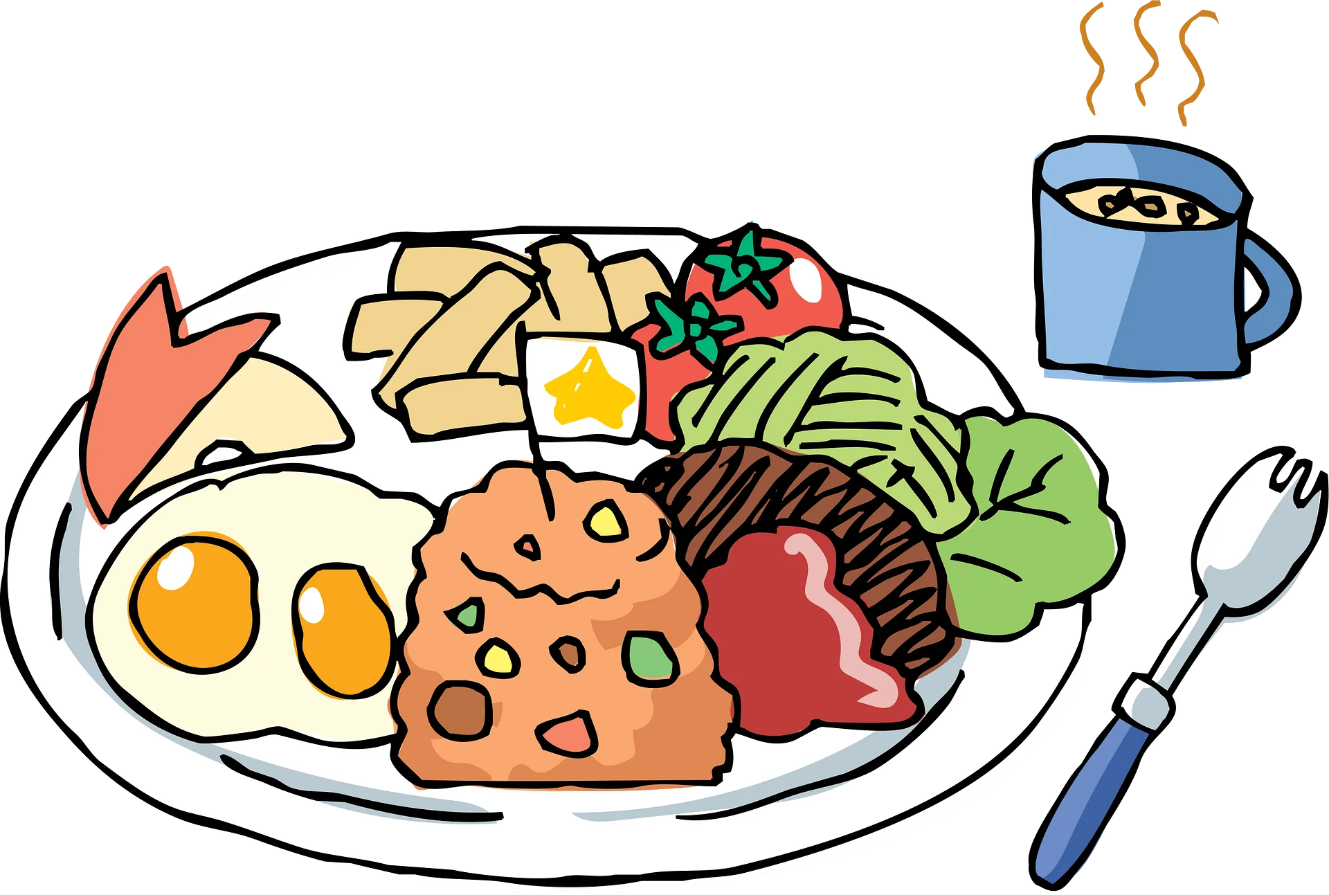 Delightful Breakfast Spread Clipart: A Colorful Morning Feast Illustration