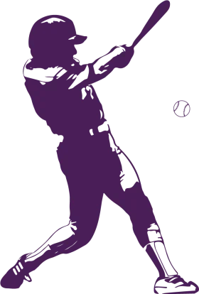 Dynamic Purple Baseball Player Silhouette Softball Clipart Action Graphic
