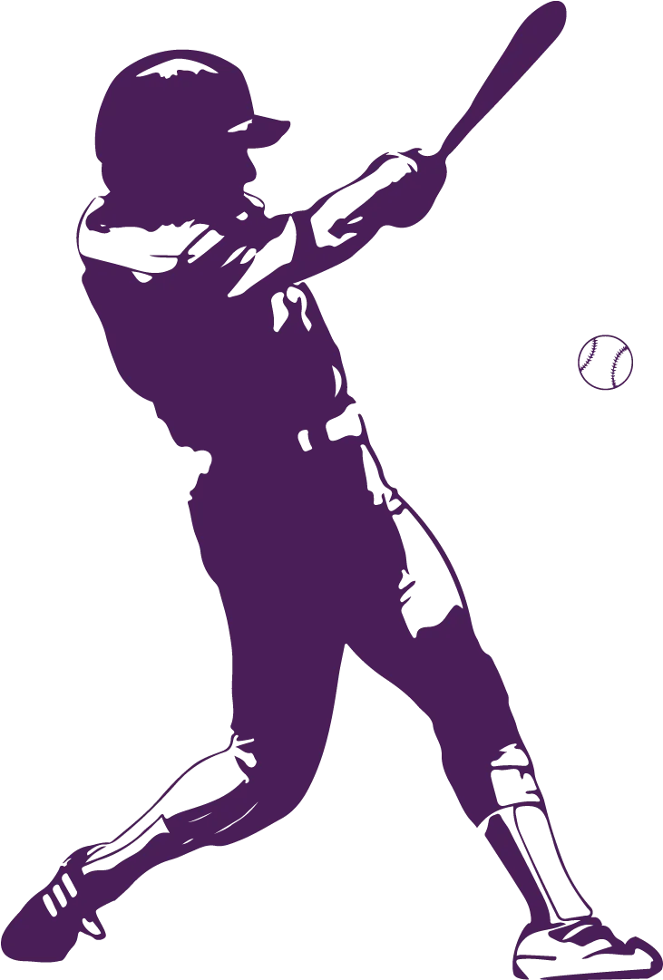 Dynamic Purple Baseball Player Silhouette Softball Clipart Action Graphic