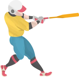 Dynamic Softball Batter Clipart Illustration - Baseball Action Pose