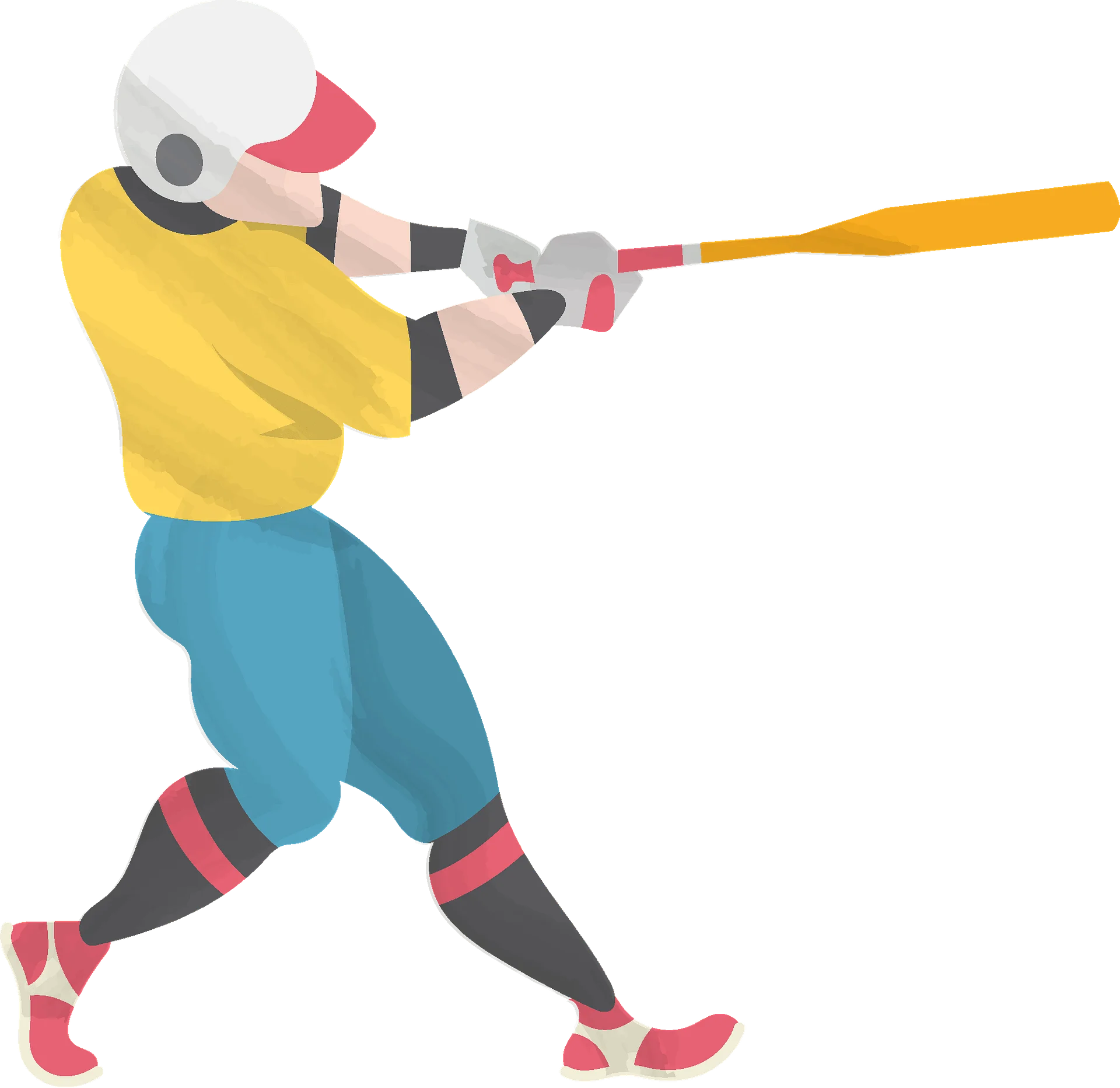 Dynamic Softball Batter Clipart Illustration - Baseball Action Pose