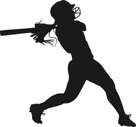 Dynamic Softball Player Silhouette Action Clipart - Powerful Batting Stance