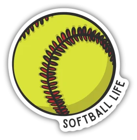 Energetic Neon Yellow Softball Life Emblem Clipart Design with Bold Stitching
