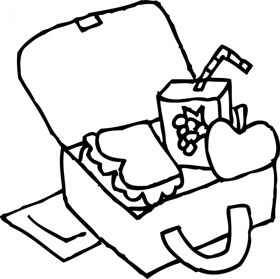 School Lunch Essentials Clipart: Nutritious Midday Meal Illustration