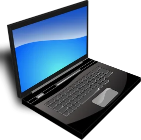 Sleek Modern Laptop Clipart Illustration with Glossy Blue Display Screen