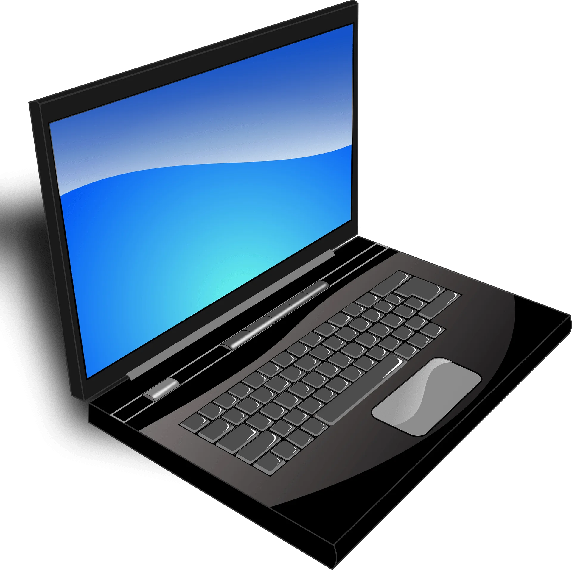 Sleek Modern Laptop Clipart Illustration with Glossy Blue Display Screen