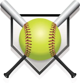 Softball Clipart with Crossed Bats and Homeplate - Dynamic Sports Graphic Design