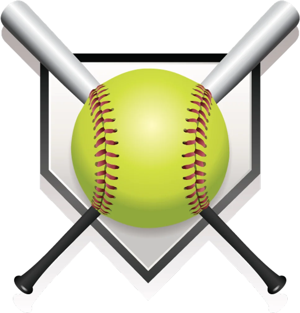 Softball Clipart with Crossed Bats and Homeplate - Dynamic Sports Graphic Design