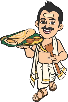 Traditional South Indian Chef Serving Delectable Lunch Clipart Illustration