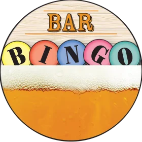 Bar Bingo Clipart: Festive Game Night Design with Colorful Bingo Balls and Beer Foam