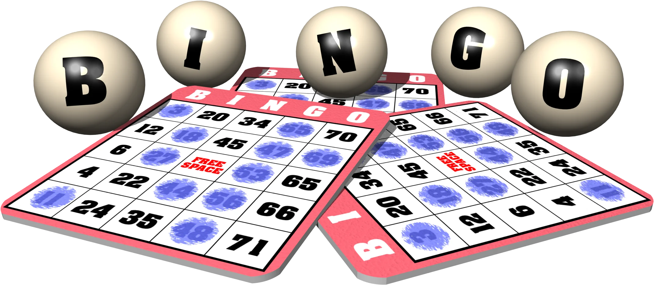 Classic Bingo Game Clipart Showcasing Numbered Balls and Colorful Scorecards