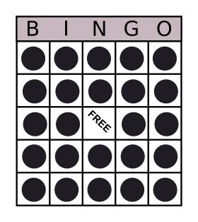Classic Black and White Traditional Bingo Card Clipart Design with Free Space