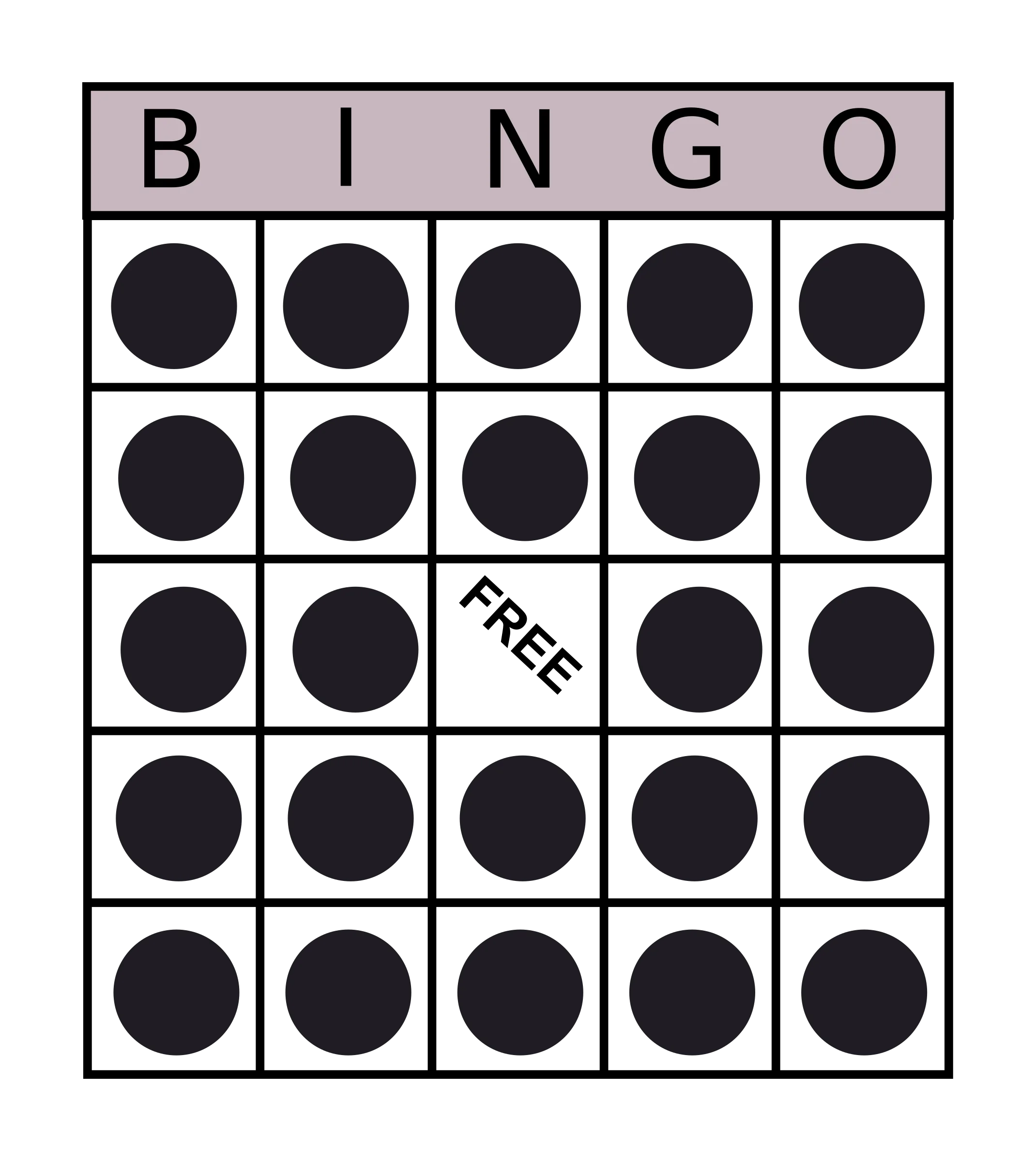 Classic Black and White Traditional Bingo Card Clipart Design with Free Space