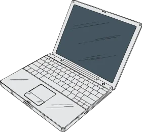Classic White and Gray Laptop Clipart Illustration - Sleek Tech Design Sketch