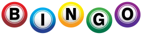 Colorful Bingo Ball Clipart: Playful Circular Letters Spelling Classic Game