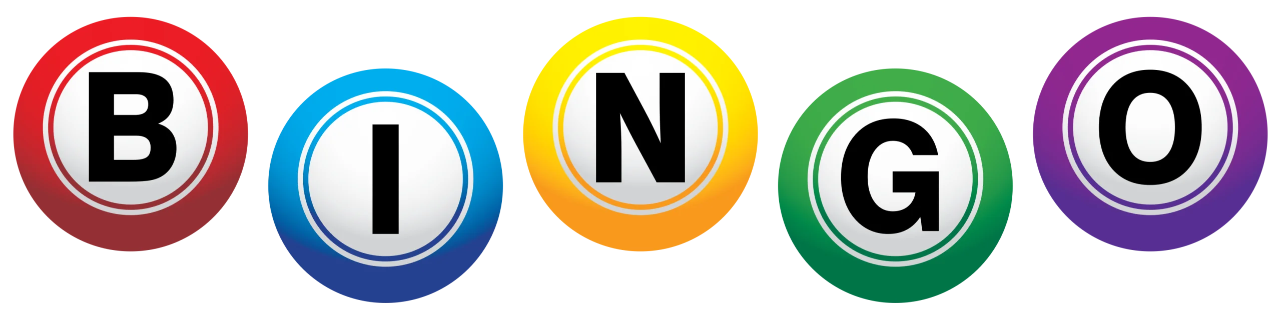 Colorful Bingo Ball Clipart: Playful Circular Letters Spelling Classic Game