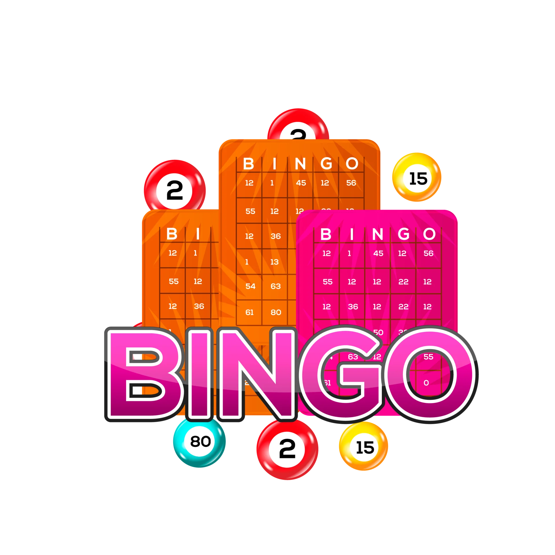 Exciting Bingo Card Clipart Illustration with Colorful Gaming Boards and Numbers