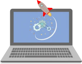 Innovative Laptop with Rocket Launch Clipart Showcasing Digital Creativity