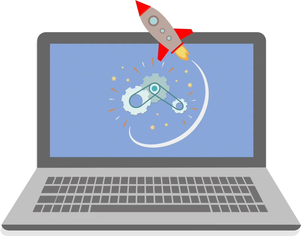 Innovative Laptop with Rocket Launch Clipart Showcasing Digital Creativity