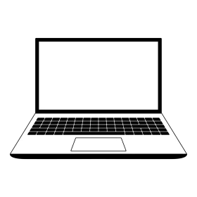 Minimalist Black and White Laptop Clipart Design with Clean Lines and Simple Outline