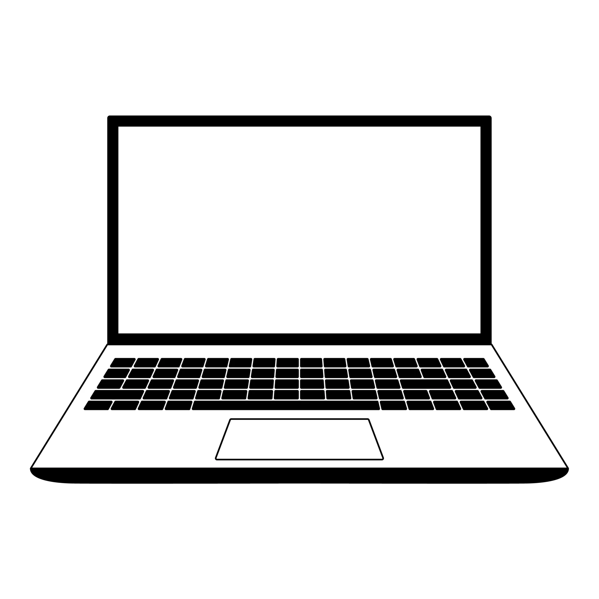 Minimalist Black and White Laptop Clipart Design with Clean Lines and Simple Outline