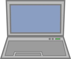 Minimalist Gray and Blue Laptop Clipart with Simple Geometric Design