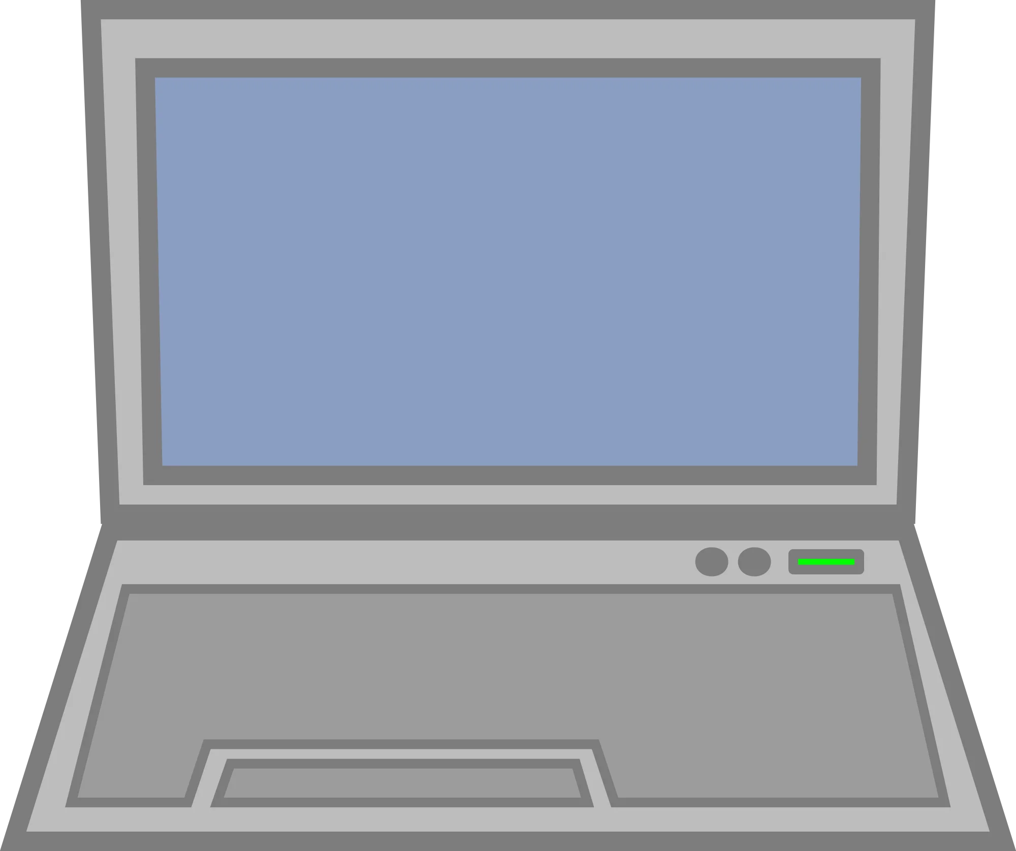 Minimalist Gray and Blue Laptop Clipart with Simple Geometric Design