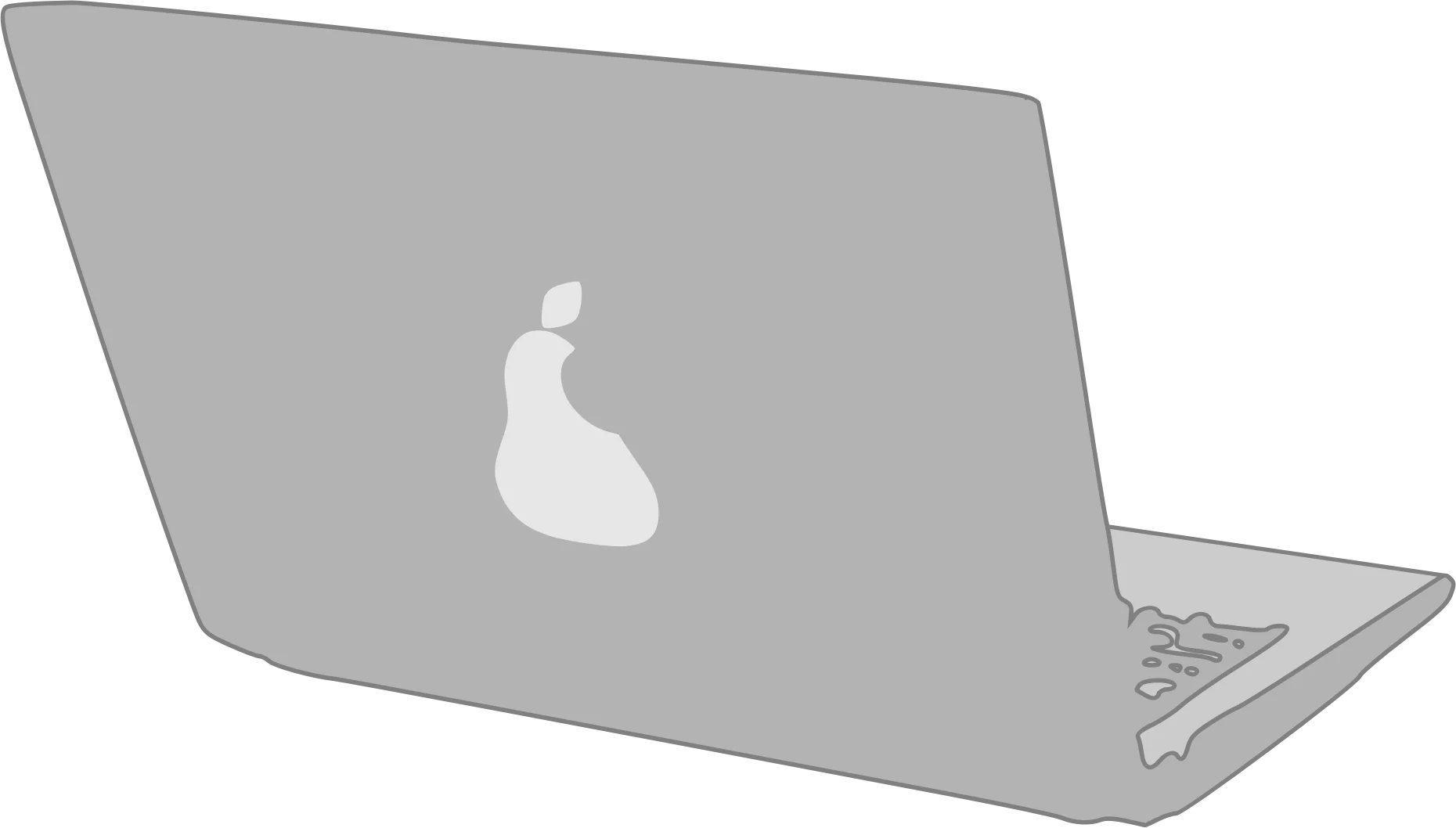 Minimalist Grayscale Apple MacBook Laptop Side-Angle Clipart Design