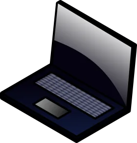 Minimalist Isometric Black Laptop Clipart with Sleek Design Perspective