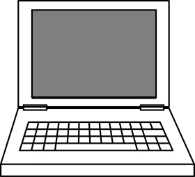 Minimalist Monochrome Laptop Clipart Design with Simple Geometric Outline