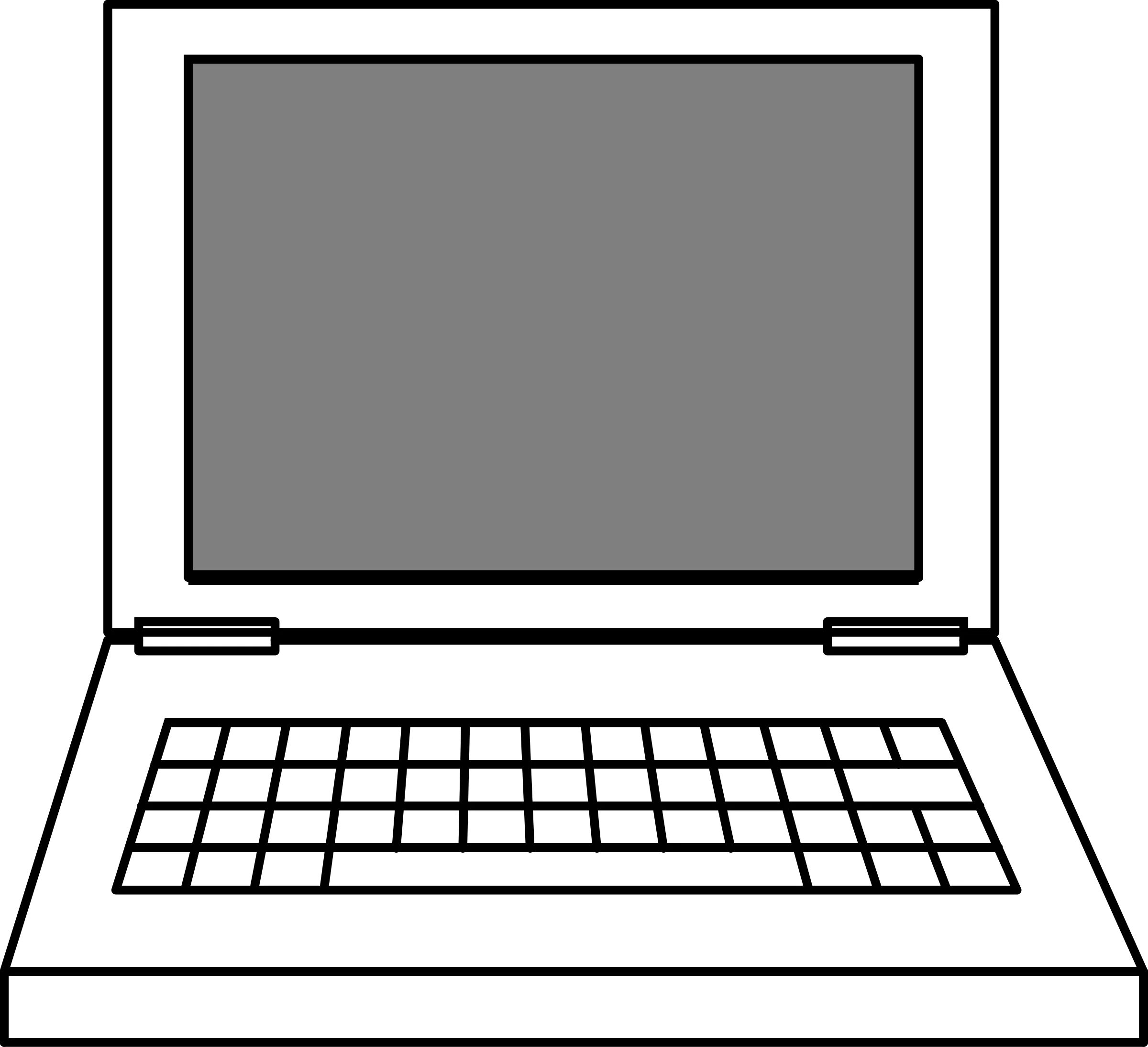 Minimalist Monochrome Laptop Clipart Design with Simple Geometric Outline