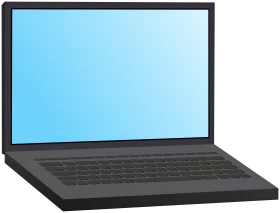 Modern Sleek Black Laptop Clipart with Blue Screen Illustration