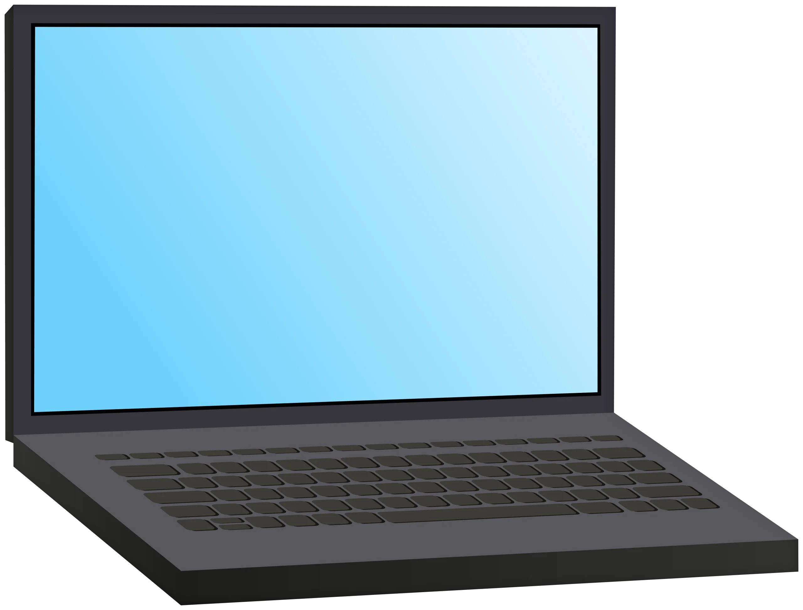 Modern Sleek Black Laptop Clipart with Blue Screen Illustration