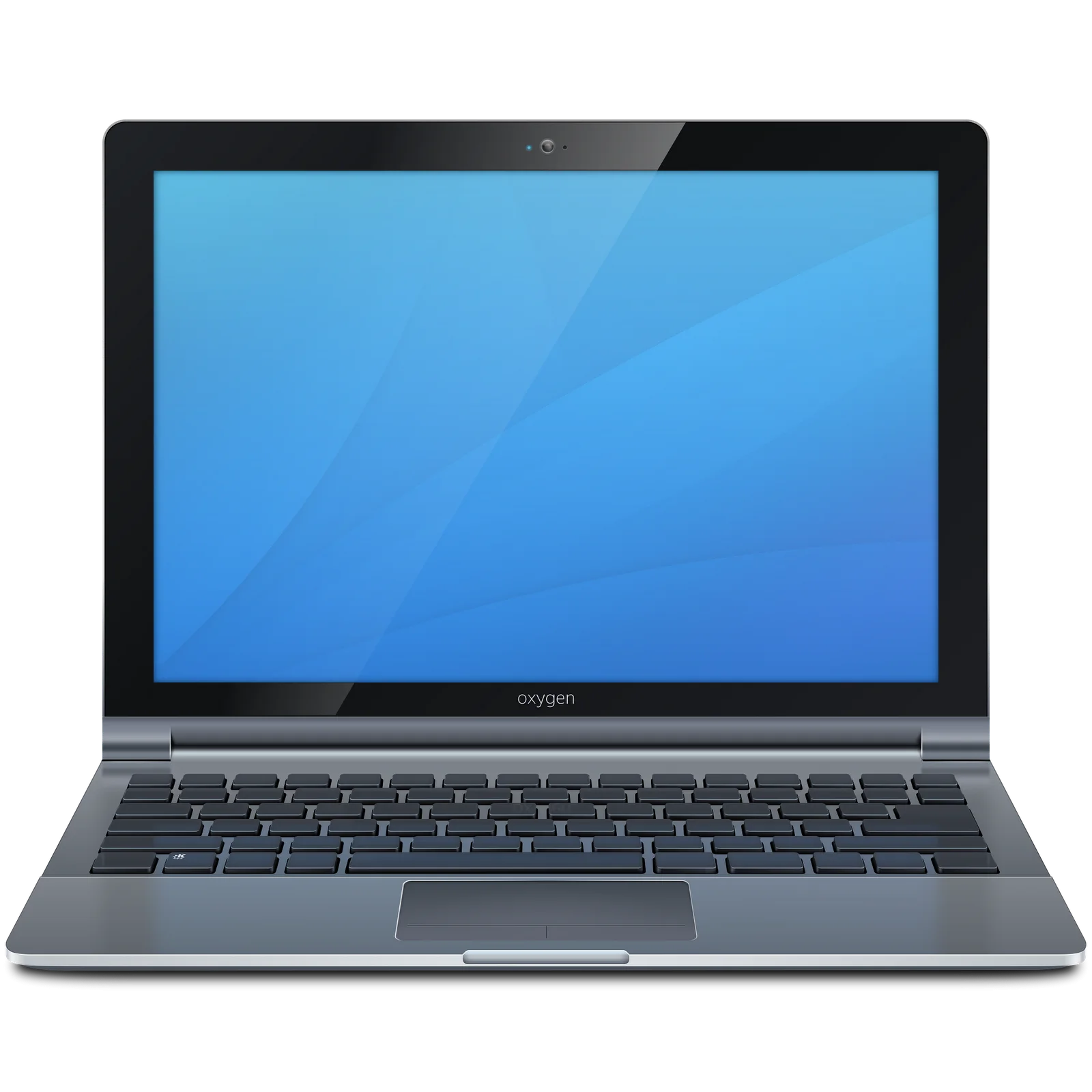 Modern Sleek Silver Laptop Clipart with Blue Glossy Screen Display