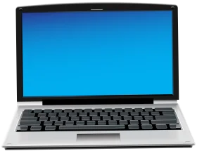 Modern Sleek Silver Laptop Clipart with Glossy Blue Screen Display