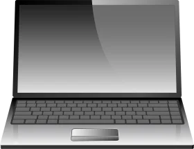 Modern Sleek Silver Laptop Clipart with Reflective Glossy Screen Design