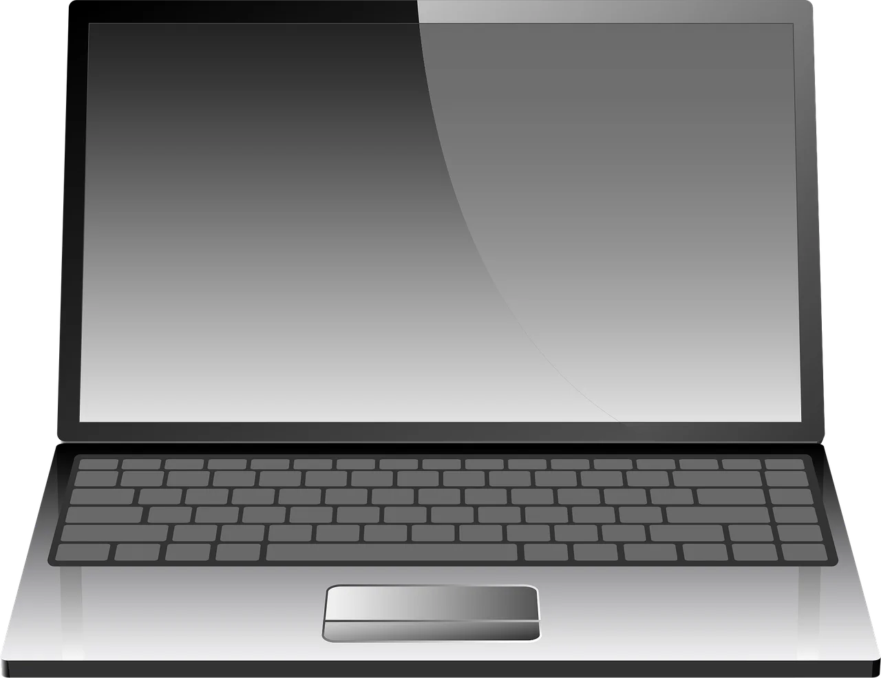 Modern Sleek Silver Laptop Clipart with Reflective Glossy Screen Design