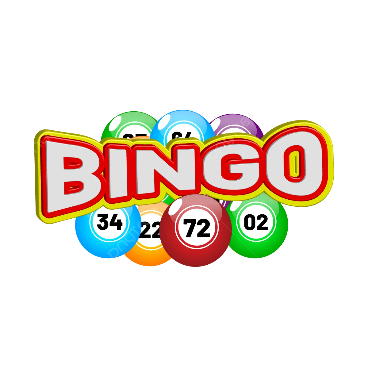 Playful Bingo Clipart Design with Colorful Numbered Balls and Bold Typography